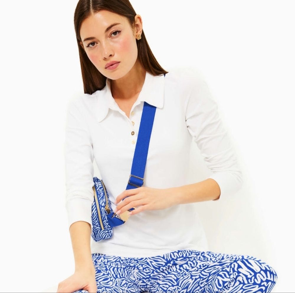 Lilly Pulitzer Frida Scallop Long Sleeve Polo UPF 50+